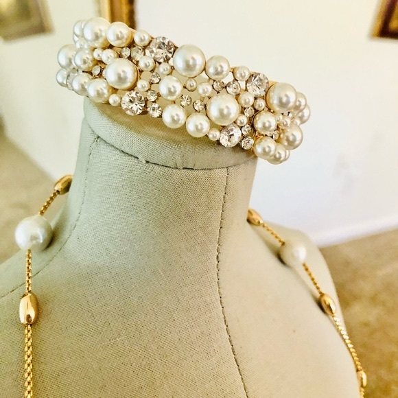 Vintage Rhinestone Pearl Bracelet Necklace Lot - Picture 6 of 16